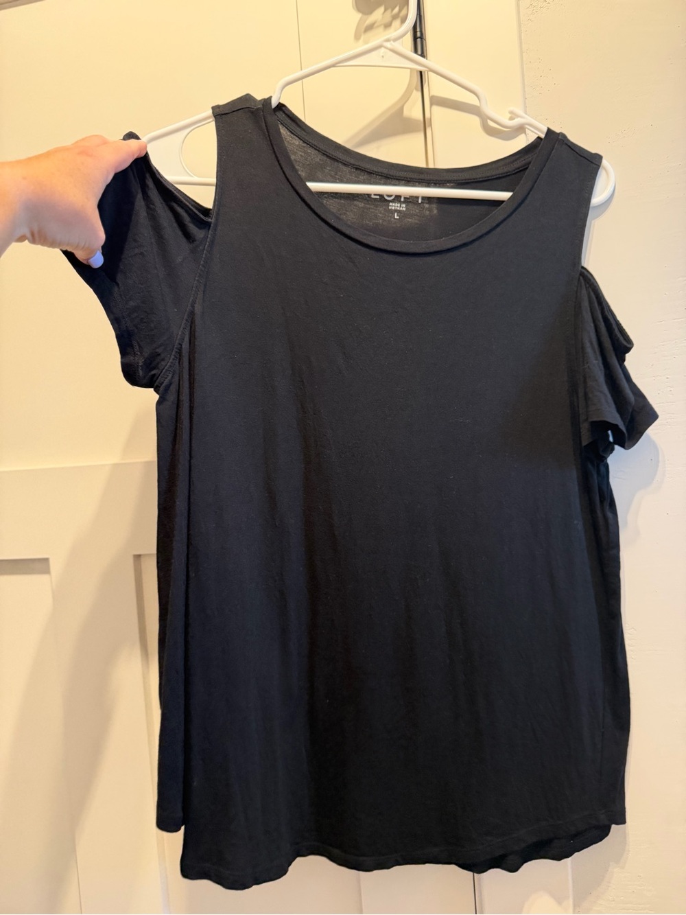 LOFT Black Cold-Shoulder Tank Top